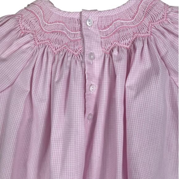 Petit Ami Gingham Smocked Dress Pink Girls Size 9 Months NEW WITH TAGS - Picture 4 of 9